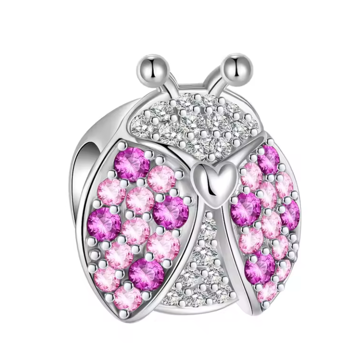 Charm Mariquita Destellos Rosa