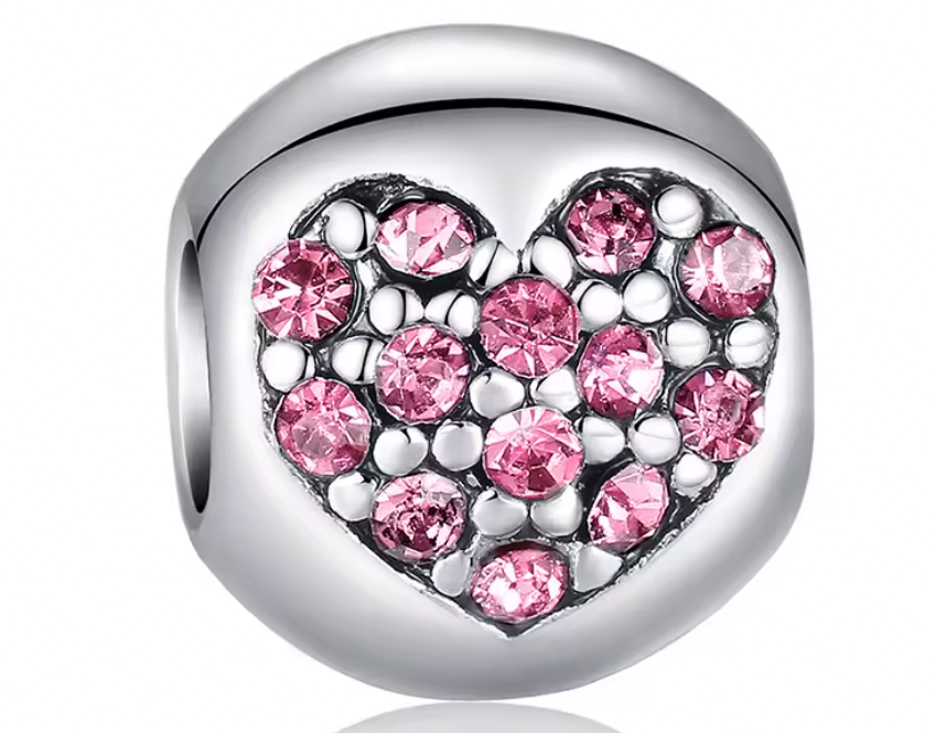 Charm Corazón Rosa Brillante